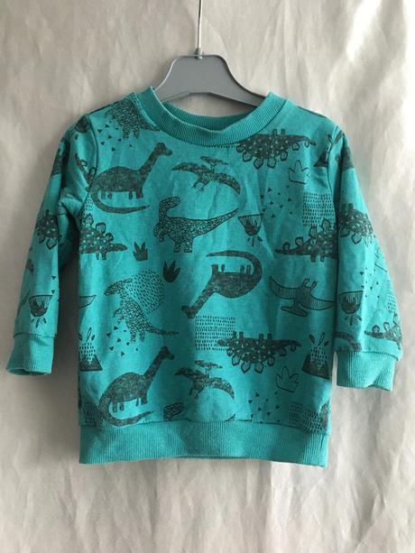 Vel. 80 zelená mikina s dinosaury, 80