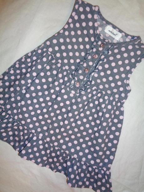 Krásné šedé manžestrové šaty - růžový puntík, early days,80