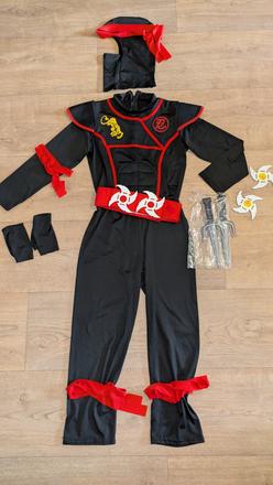 Ka242 karnevalový kostým ninja 140/146, 9 - 11 let,