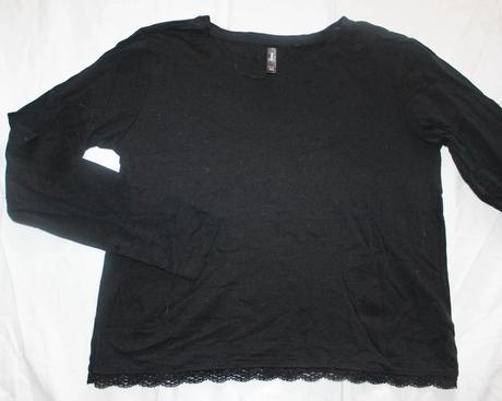 Vb184.  černé tričko s krajkou xs, sinsay,xs