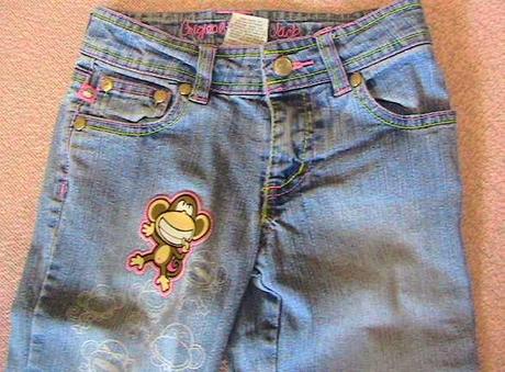 Dívčí džíny s opicí 7/8 až dlouhé - 5 let,110/116, 110