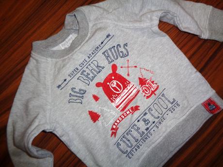 Pěkná šedá mikina s medvídkem, f&f,68