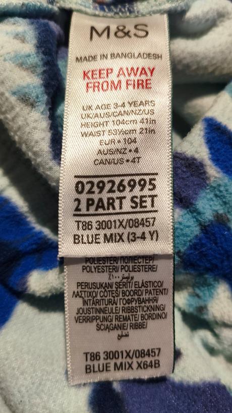 Pyžamo fleece pro kluka dino 98/104, marks & spencer,98