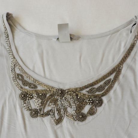 Seda bluzka s aplikaci koralku xs od h&m, h&m,xs
