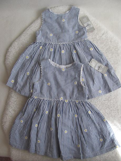 Letní plátěné pruhované šatičky- dvojčata, 74