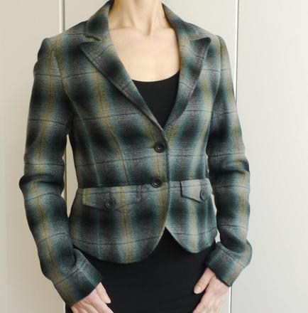 Kostkovane sako petrol - sede h&m, h&m,36