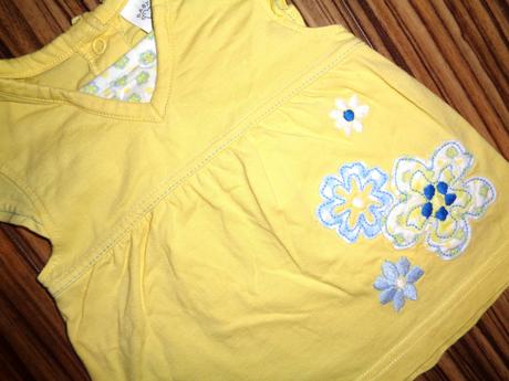Kouzelné žluté bavlněné šaty - vyšité kytičky, baby club,74
