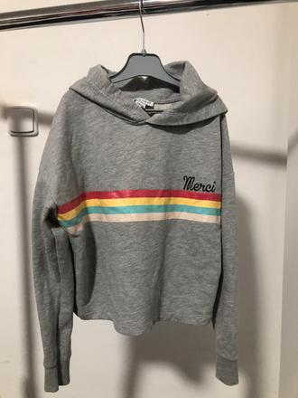 Šedá crop top mikina s kapucí, 134