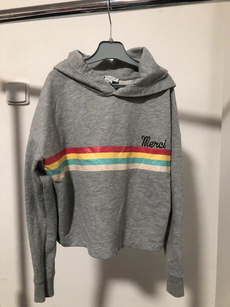 Šedá crop top mikina s kapucí, 134