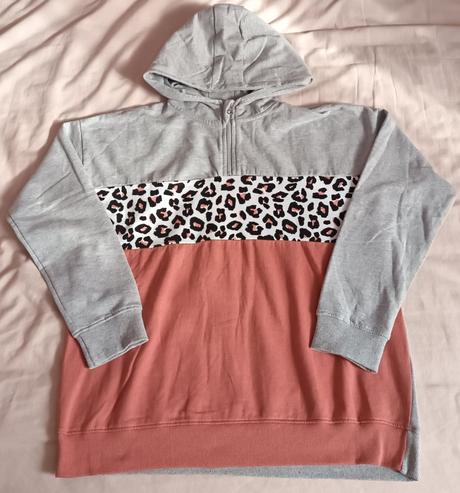 Dívčí mikina s kapucí světle šedo růžová, kik,158