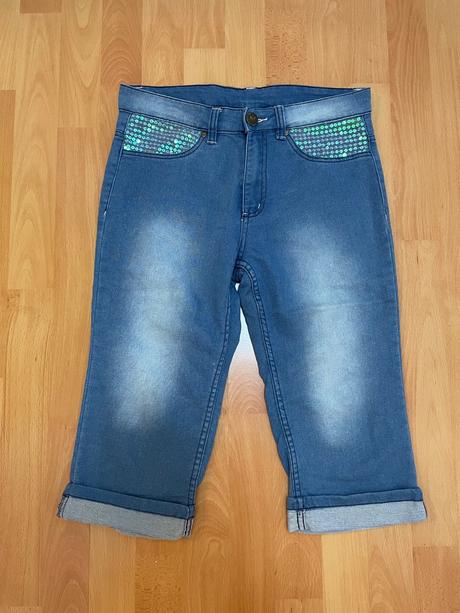 Dívčí džínové 3/4 kalhoty, kik,158