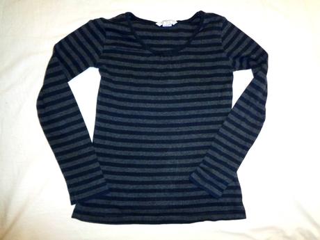 Šedé pruhované tričko 134/140, h&m,134