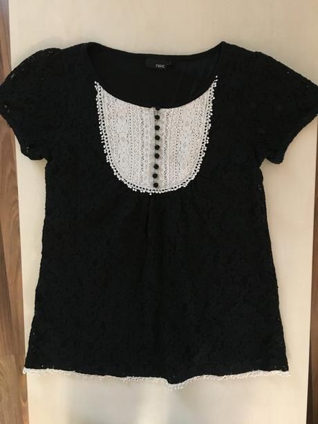 Krajka černobílý top, vel l-xl, next, next,l