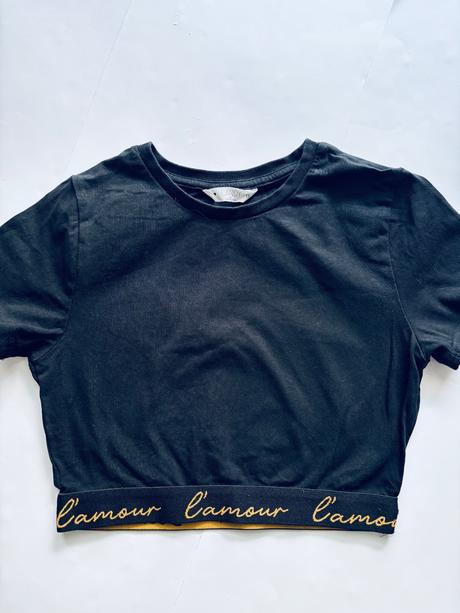 Triko crop top černé - v.13 let, 158