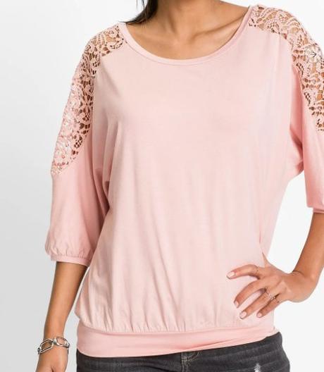 Tričko s krajkou, bonprix,36