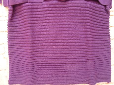 Fialové pletené šaty dlouhý rukáv rolák pásek, 40