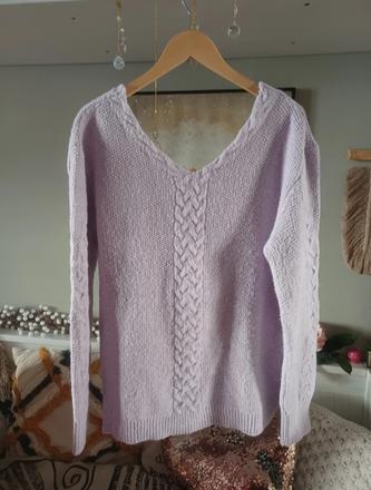Lila svetr orsay, copánkový vzor, orsay,m