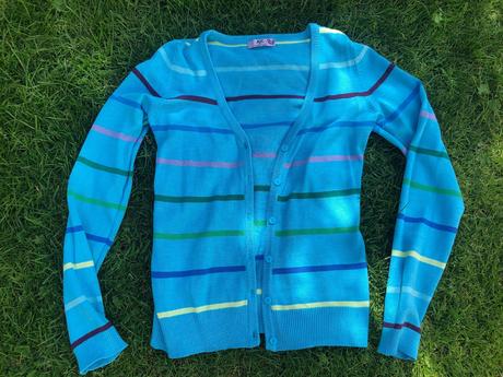 Tyrkysovy svetrik ajc s pruhy velikost xs, xs