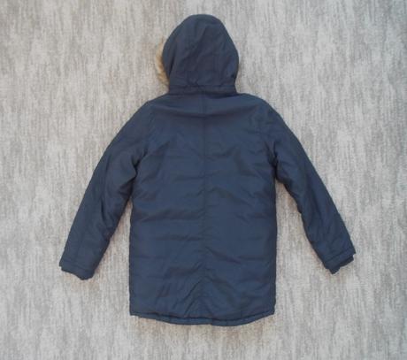 Modrá bunda bundička s kožíškem, h&m,152