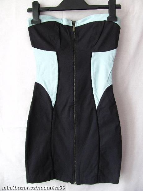 Elastické šaty kombinace černé světle modré,tyrkys, bershka,s