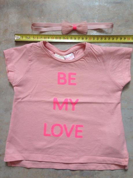 Zara tričko+čelenka 12-18m,86cm třpyt růžová mašle, zara,86
