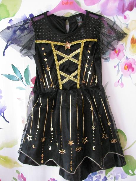 Karneval-černo zlaté svítící šaty malá kouzelnice,