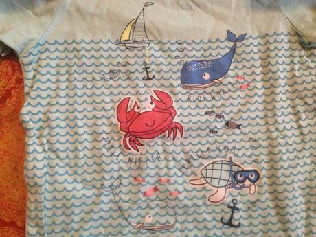 Klučičí tričko moře, velryba, krab, želva, pepco,80