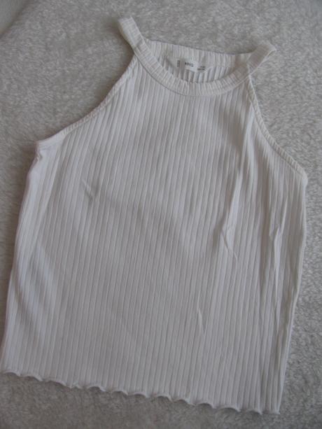 Bílé bavlněné řádkované tričko mng, 140