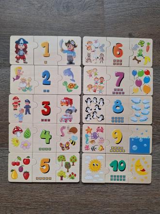 Dřevěné puzzle - učíme se čísla, 