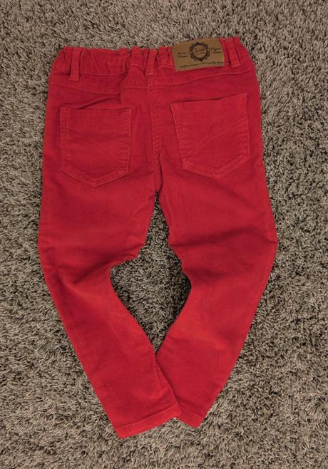 Červené lehké manchestráky / manchestrové kalhoty, funky diva,98