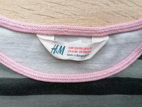 Bavlněné pruhované tričko vel 122 - 128, h&m,122