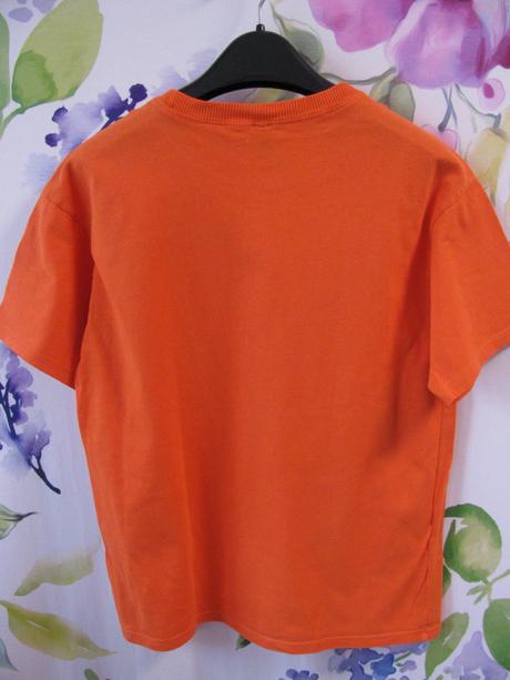 Oranžové bavlněné tričko s nápisem h&m, h&m,xs