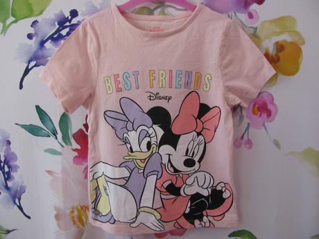 Růžové bavlněné tričko daisy kačerka a minnie, disney,116