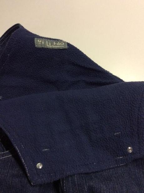 Jeansové laclové kalhoty podšité fleece, 92