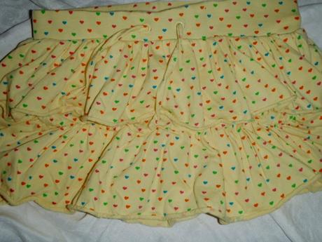 Nepřehlédnutelná žlutá volánková sukně - srdíčka, denim,164