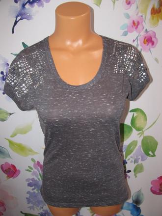Dámské šedé pružné tričko s pajetkami, střik, s