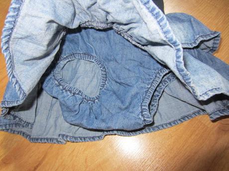 Džínová volánková sukně se všitýma kalhotkama, h&m,74