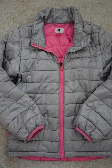 Stříbrná prošívaná bunda, h&m,128