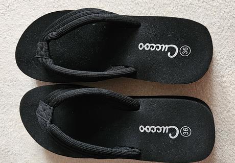 Dívčí letní pantofle, žabky, černé, vel.36, 36