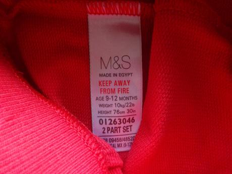 Tepláky červené, vel. 80, marks & spencer,80