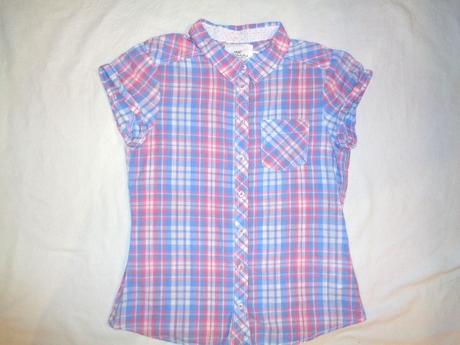 Luxusní vzdušná káro košile - růžovomodroučká, h&m,152