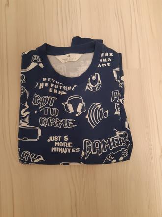 Modrá mikina s potiskem ii, h&m,146