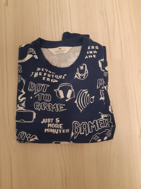 Modrá mikina s potiskem ii, h&m,146