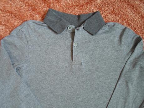 Šedé tričko triko dlouhý rukáv s límečkem polo, h&m,122