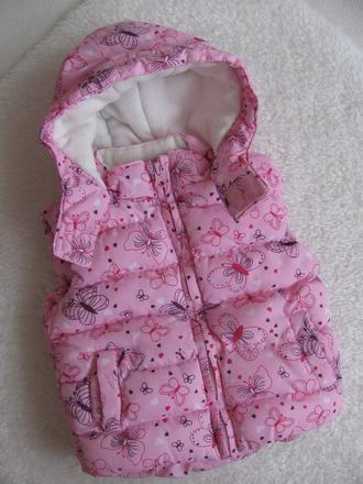 Zateplená růžová vesta s kapucí s hřejivou podšív., early days,80