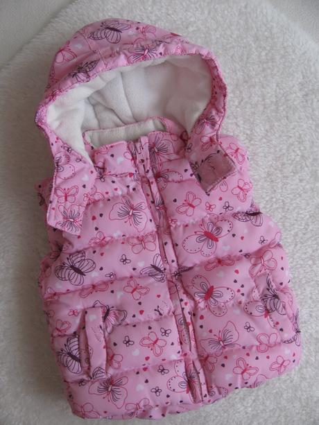 Zateplená růžová vesta s kapucí s hřejivou podšív., early days,80