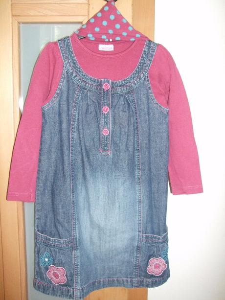 Džínsová šatová suknička + tričko, cherokee,104