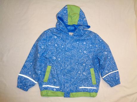 Super modrá nepromokavá bunda s příšerkami 104/110, okay,104