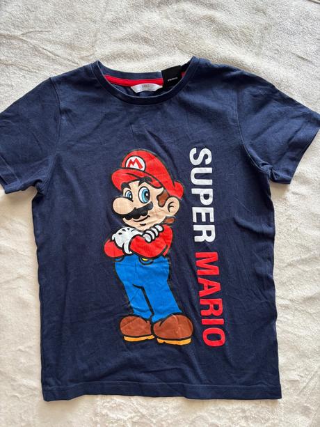 Triko modré super mário - v.9/10 let, marks & spencer,140