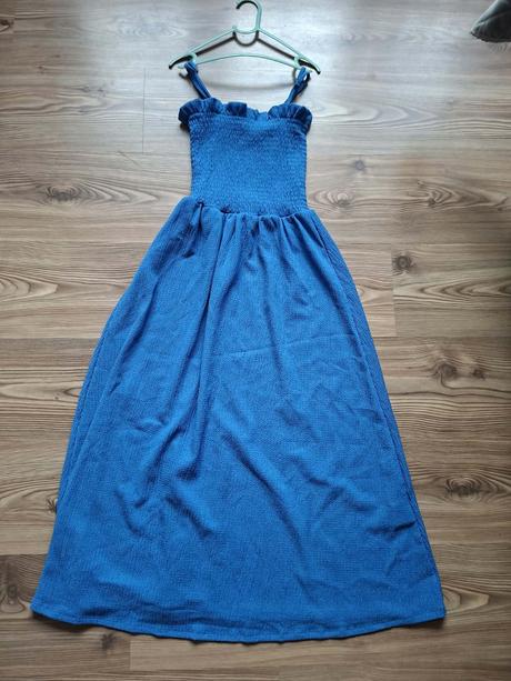 Dlouhé modré šaty h&m xs krásný střih, h&m,xs